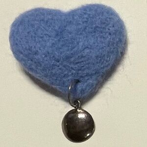 Light blue heart, needle-felted 100% wool brooch, 2” handcrafted